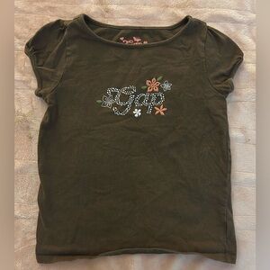 GAP Kids Brown Tee with Floral and bedazzled Accents